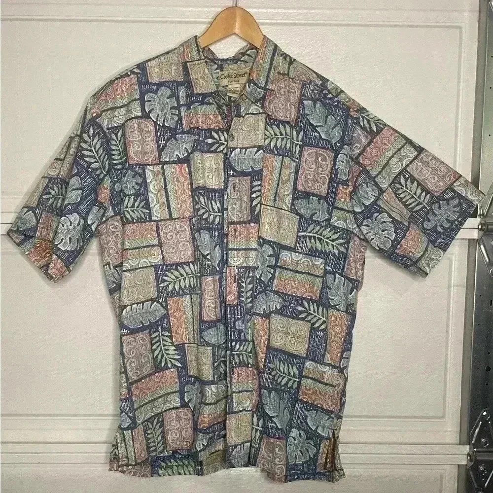 Vintage Cooke Street Reverse Print Honolulu Hawaii Short Sleeve Button Down 2XL - Picture 1 of 6